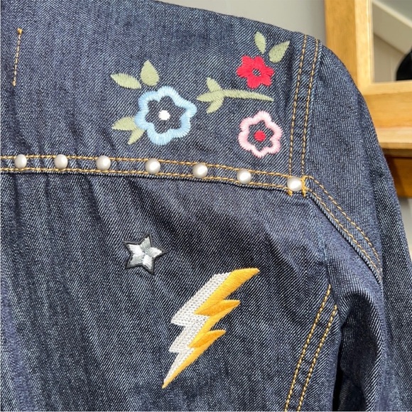 Coach Embroidered Denim Jean Jacket in Multi - Picture 9 of 16